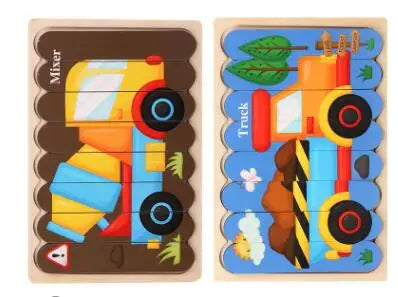 Double-Sided Wooden Strip Puzzle - Montessori Educational Toy