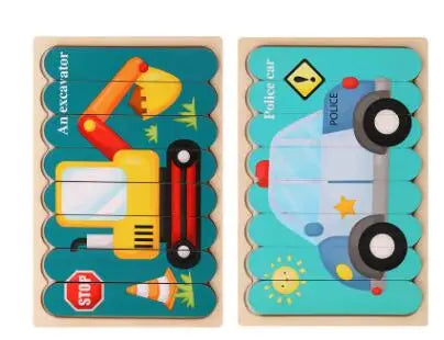 Double-Sided Wooden Strip Puzzle - Montessori Educational Toy