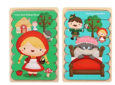 Double-Sided Wooden Strip Puzzle - Montessori Educational Toy