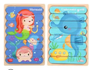 Double-Sided Wooden Strip Puzzle - Montessori Educational Toy