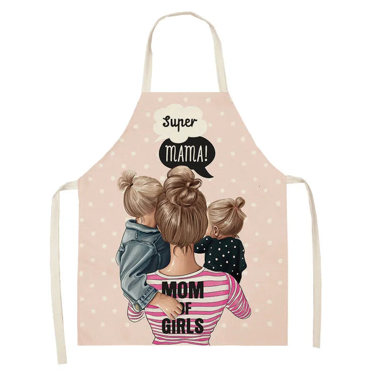 Parent-child Pattern Mother Daughter Apron Home Cooking Kitchen Linen