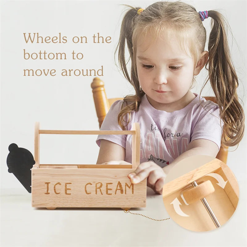 Kid Wooden Ice Cream Shop Pretend Play Set