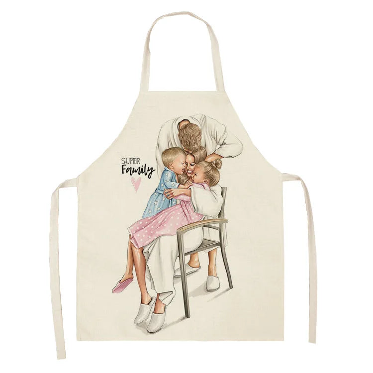 Parent-child Pattern Mother Daughter Apron Home Cooking Kitchen Linen