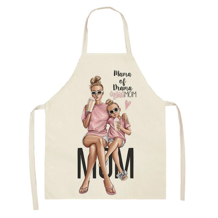 Parent-child Pattern Mother Daughter Apron Home Cooking Kitchen Linen