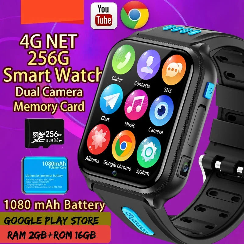 Android 9.0 4G GPS Smartwatch with Dual Camera and SOS for Kids