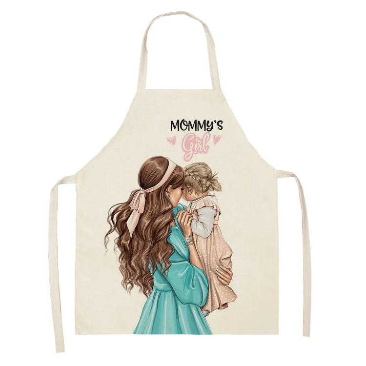 Parent-child Pattern Mother Daughter Apron Home Cooking Kitchen Linen