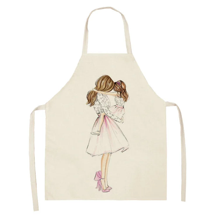 Parent-child Pattern Mother Daughter Apron Home Cooking Kitchen Linen