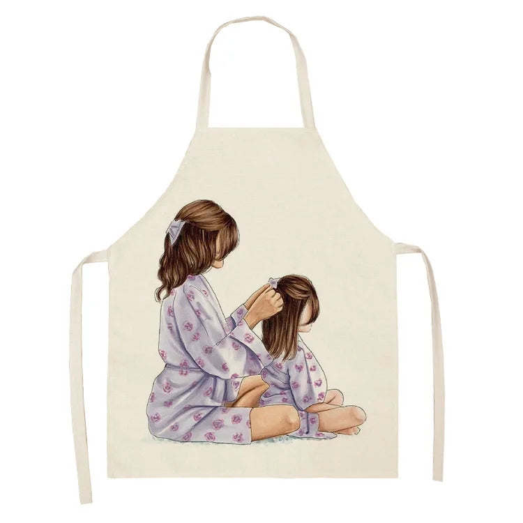 Parent-child Pattern Mother Daughter Apron Home Cooking Kitchen Linen