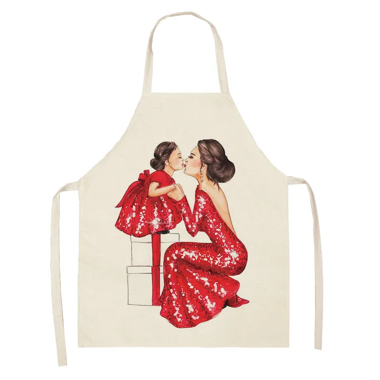 Parent-child Pattern Mother Daughter Apron Home Cooking Kitchen Linen