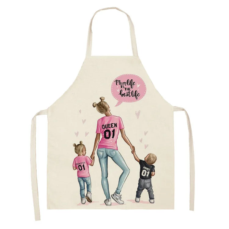 Parent-child Pattern Mother Daughter Apron Home Cooking Kitchen Linen